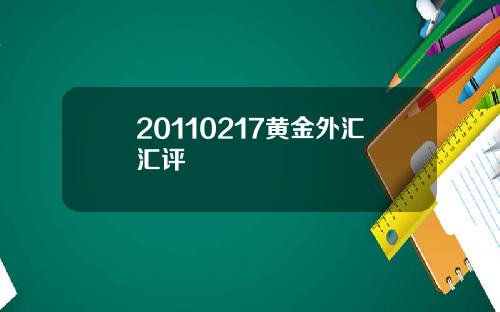 20110217黄金外汇汇评