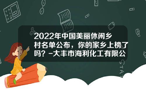 2022年中国美丽休闲乡村名单公布，你的家乡上榜了吗？-大丰市海利化工有限公司