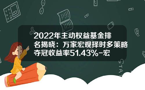 2022年主动权益基金排名揭晓：万家宏观择时多策略夺冠收益率51.43%-宏观基金