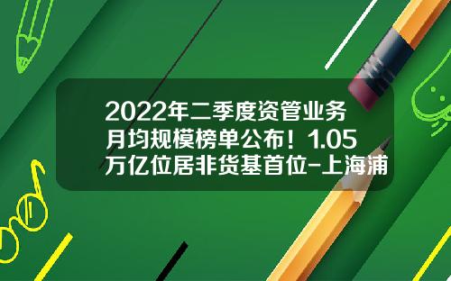 2022年二季度资管业务月均规模榜单公布！1.05万亿位居非货基首位-上海浦银安盛资产管理有限公司