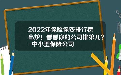 2022年保险保费排行榜出炉！看看你的公司排第几？-中小型保险公司