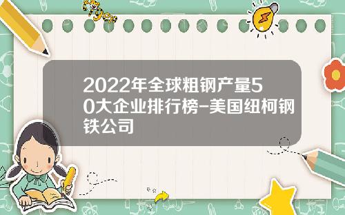 2022年全球粗钢产量50大企业排行榜-美国纽柯钢铁公司