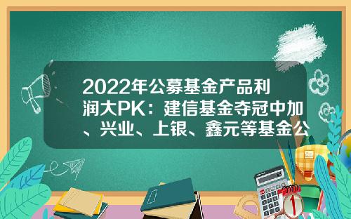 2022年公募基金产品利润大PK：建信基金夺冠中加、兴业、上银、鑫元等基金公司逆袭进前十-中国基金排行