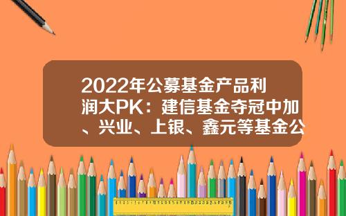 2022年公募基金产品利润大PK：建信基金夺冠中加、兴业、上银、鑫元等基金公司逆袭进前十-固定收益类基金