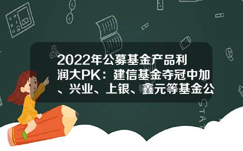 2022年公募基金产品利润大PK：建信基金夺冠中加、兴业、上银、鑫元等基金公司逆袭进前十-第三方基金公司排名