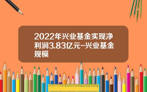 2022年兴业基金实现净利润3.83亿元-兴业基金规模