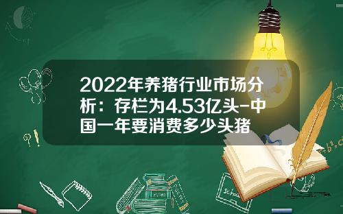 2022年养猪行业市场分析：存栏为4.53亿头-中国一年要消费多少头猪
