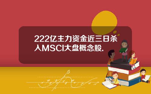 222亿主力资金近三日杀入MSCI大盘概念股.