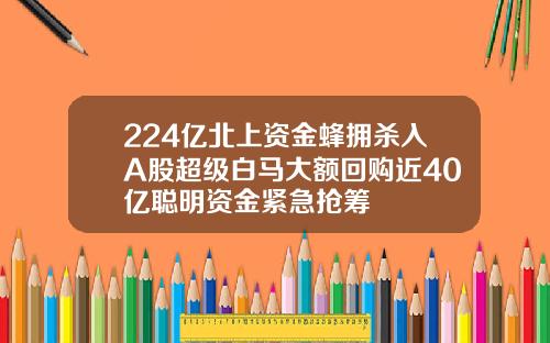 224亿北上资金蜂拥杀入A股超级白马大额回购近40亿聪明资金紧急抢筹