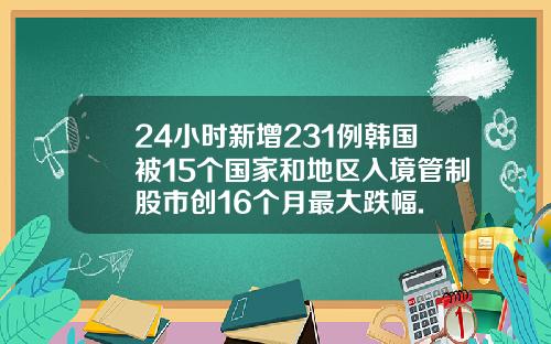 24小时新增231例韩国被15个国家和地区入境管制股市创16个月最大跌幅.