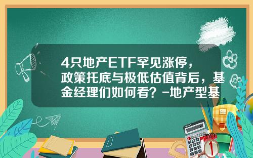 4只地产ETF罕见涨停，政策托底与极低估值背后，基金经理们如何看？-地产型基金