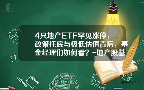 4只地产ETF罕见涨停，政策托底与极低估值背后，基金经理们如何看？-地产股基金