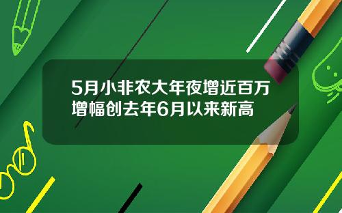 5月小非农大年夜增近百万增幅创去年6月以来新高