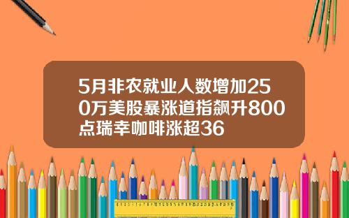 5月非农就业人数增加250万美股暴涨道指飙升800点瑞幸咖啡涨超36