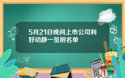 5月21日晚间上市公司利好动静一览附名单