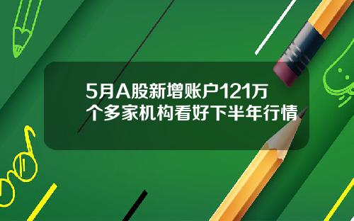 5月A股新增账户121万个多家机构看好下半年行情