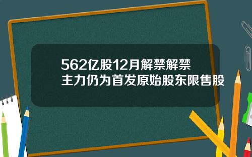 562亿股12月解禁解禁主力仍为首发原始股东限售股
