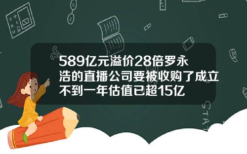 589亿元溢价28倍罗永浩的直播公司要被收购了成立不到一年估值已超15亿