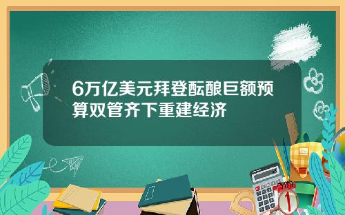 6万亿美元拜登酝酿巨额预算双管齐下重建经济