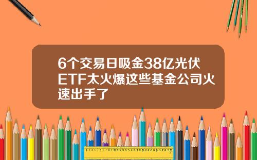 6个交易日吸金38亿光伏ETF太火爆这些基金公司火速出手了