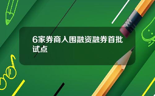 6家券商入围融资融券首批试点