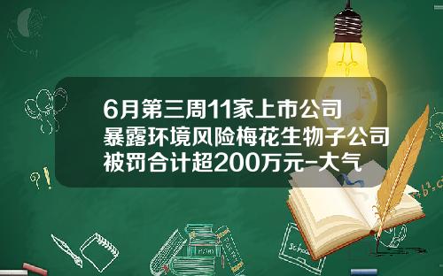 6月第三周11家上市公司暴露环境风险梅花生物子公司被罚合计超200万元-大气污染防治概念上市公司一览
