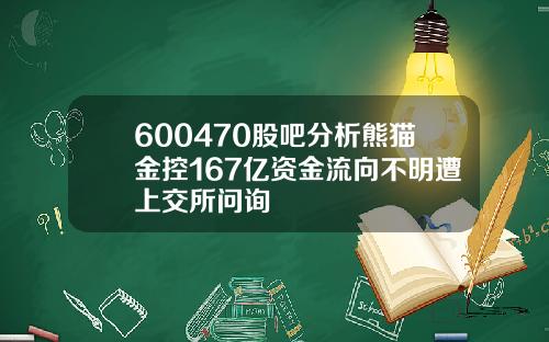 600470股吧分析熊猫金控167亿资金流向不明遭上交所问询