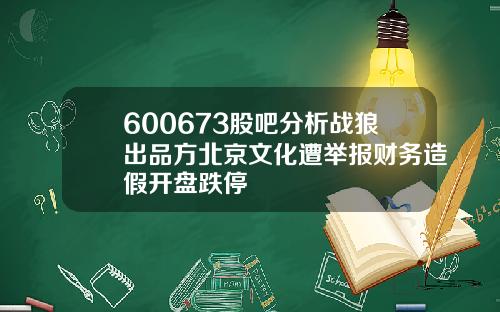 600673股吧分析战狼出品方北京文化遭举报财务造假开盘跌停