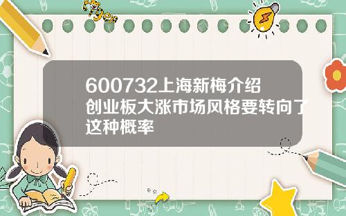 600732上海新梅介绍创业板大涨市场风格要转向了这种概率