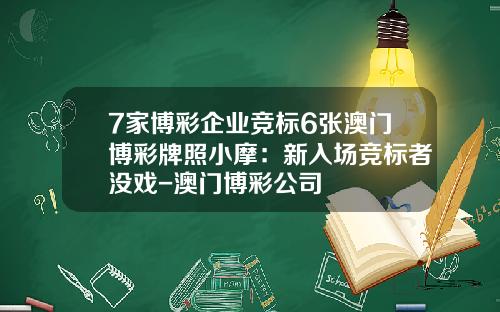 7家博彩企业竞标6张澳门博彩牌照小摩：新入场竞标者没戏-澳门博彩公司