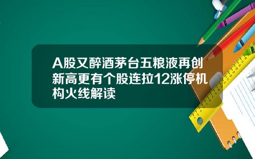 A股又醉酒茅台五粮液再创新高更有个股连拉12涨停机构火线解读