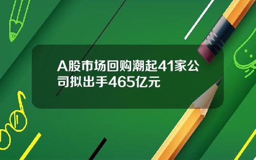 A股市场回购潮起41家公司拟出手465亿元