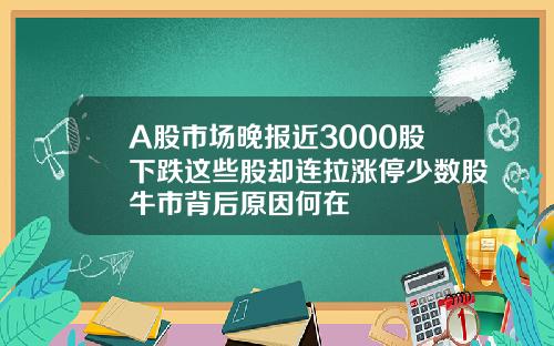 A股市场晚报近3000股下跌这些股却连拉涨停少数股牛市背后原因何在