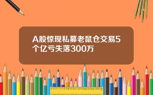 A股惊现私募老鼠仓交易5个亿亏失落300万