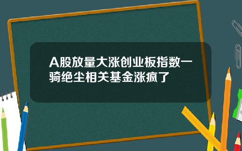 A股放量大涨创业板指数一骑绝尘相关基金涨疯了