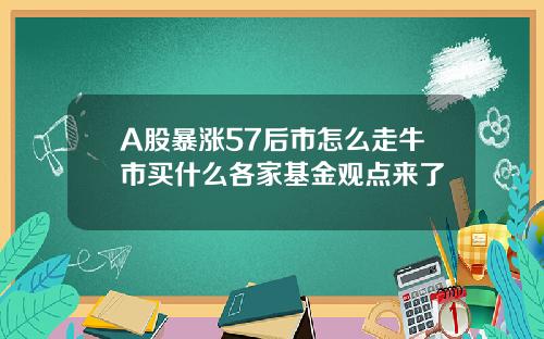 A股暴涨57后市怎么走牛市买什么各家基金观点来了