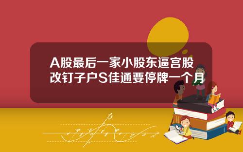 A股最后一家小股东逼宫股改钉子户S佳通要停牌一个月