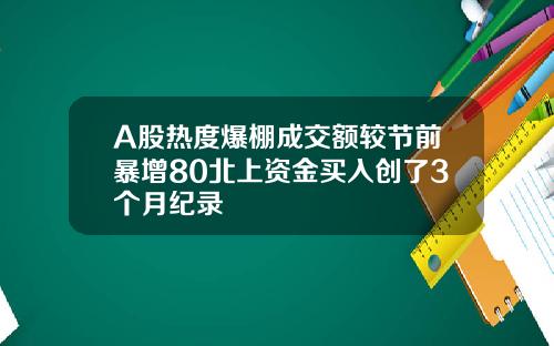 A股热度爆棚成交额较节前暴增80北上资金买入创了3个月纪录