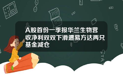 A股首份一季报华兰生物营收净利双双下滑遭易方达两只基金减仓