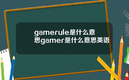 gamerule是什么意思gamer是什么意思英语