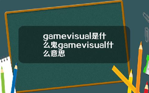 gamevisual是什么鬼gamevisual什么意思