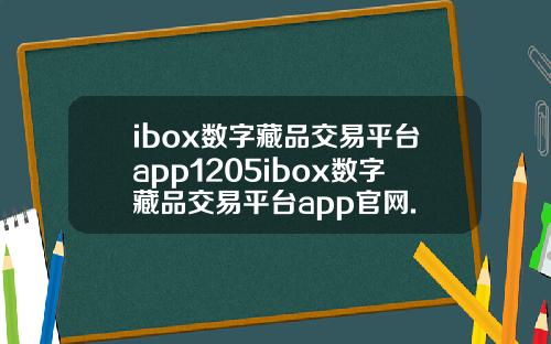 ibox数字藏品交易平台app1205ibox数字藏品交易平台app官网.