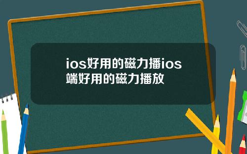 ios好用的磁力播ios端好用的磁力播放