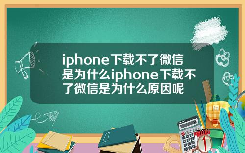 iphone下载不了微信是为什么iphone下载不了微信是为什么原因呢