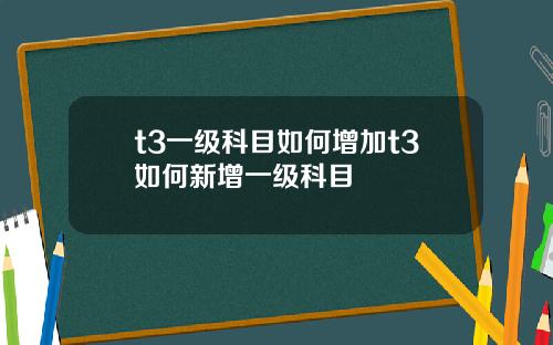 t3一级科目如何增加t3如何新增一级科目