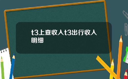 t3上查收入t3出行收入明细