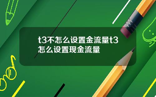 t3不怎么设置金流量t3怎么设置现金流量