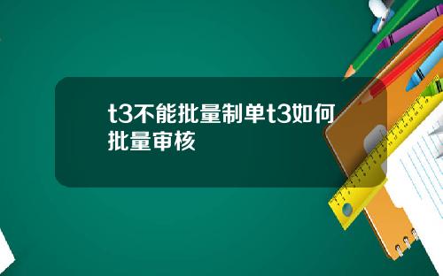 t3不能批量制单t3如何批量审核