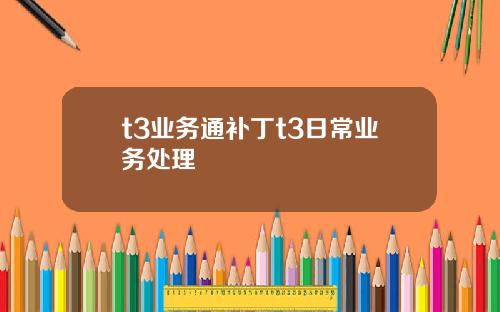t3业务通补丁t3日常业务处理