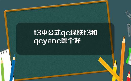 t3中公式qc绿联t3和qcyanc哪个好